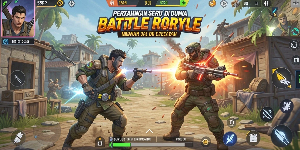Tangkapan layar dari gameplay seru 55RP dalam aksi Battle Royale.
