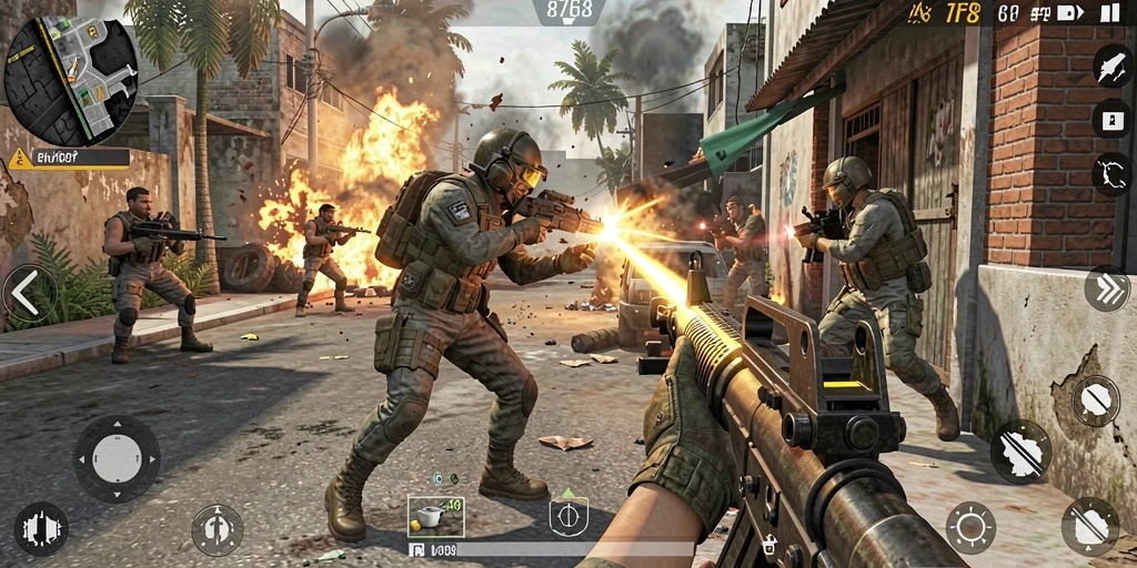Tampilan seru dari gameplay <strong>8768</strong> dengan aksi tembak-menembak yang intens.