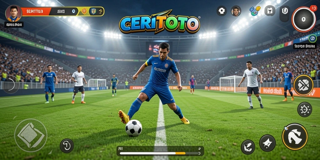 Gameplay CERITOTO yang menegangkan dan realistis dalam sepak bola.