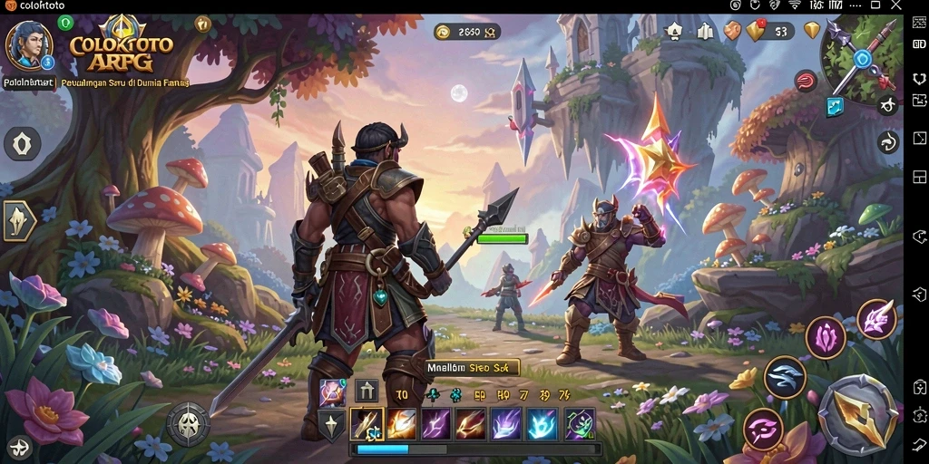 Gameplay COLOKTOTO dengan pertarungan seru dan pemandangan dunia fantasi.