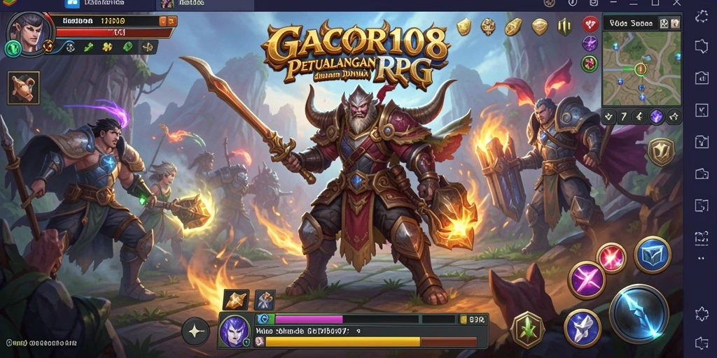 Tangkapan layar utama GACOR108 menampilkan aksi pertempuran seru dan indahnya grafis RPG.
