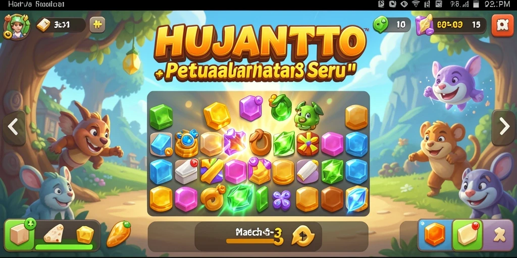 Gameplay seru HUJANTOTO dengan elemen Match-3 yang menarik.