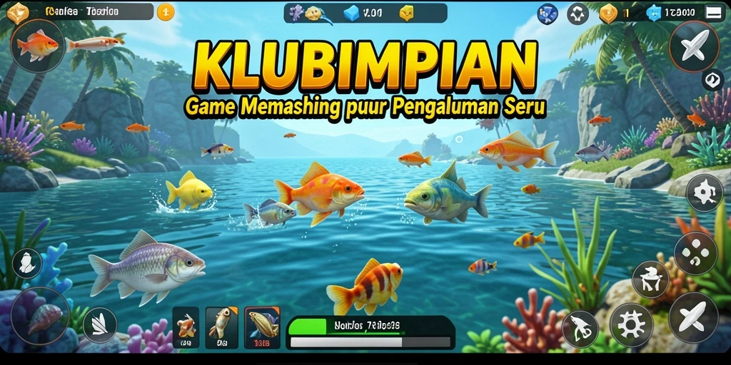 Gameplay seru KLUBIMPIAN saat menangkap ikan di lokasi indah.