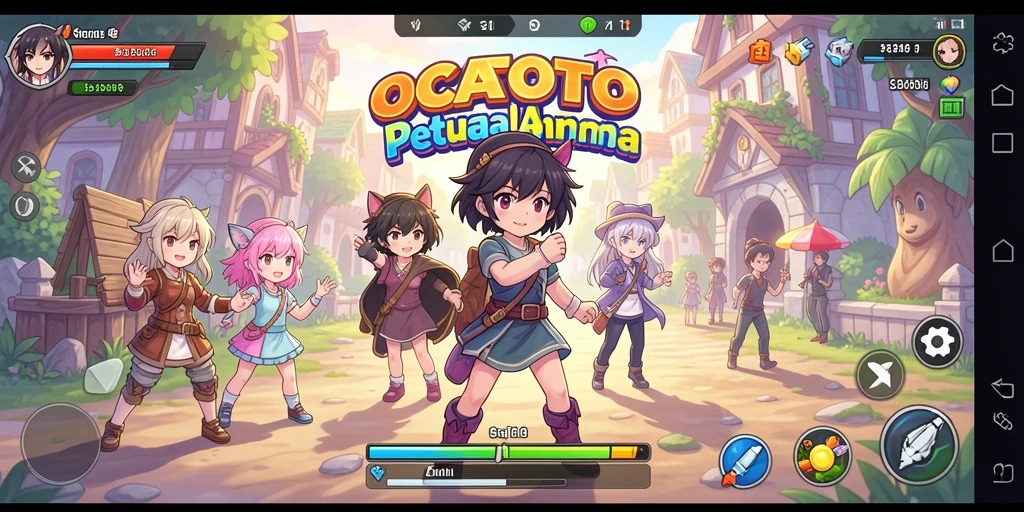 Gameplay OCATOTO yang penuh warna dan dinamis dalam dunia anime.