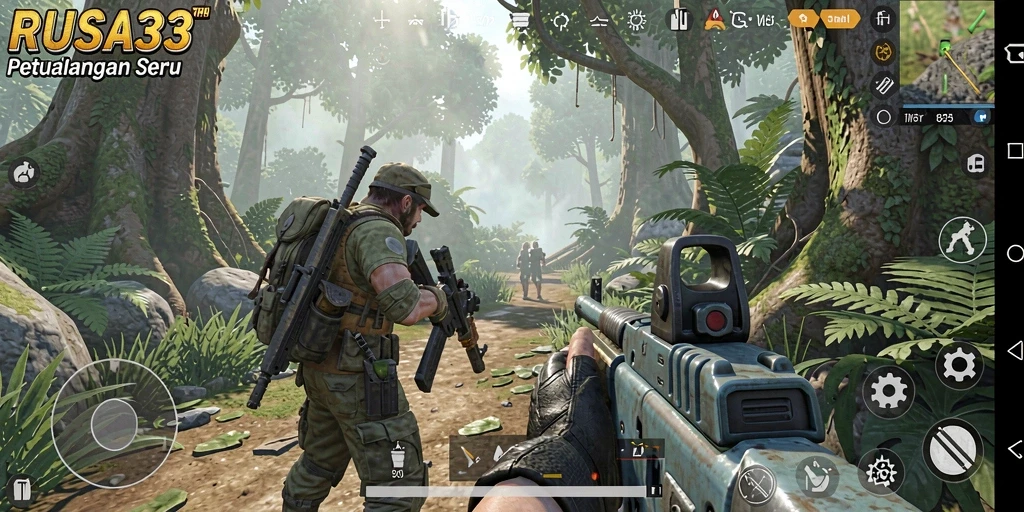 Screenshot menunjukkan aksi seru dalam gameplay TPS RUSA33.