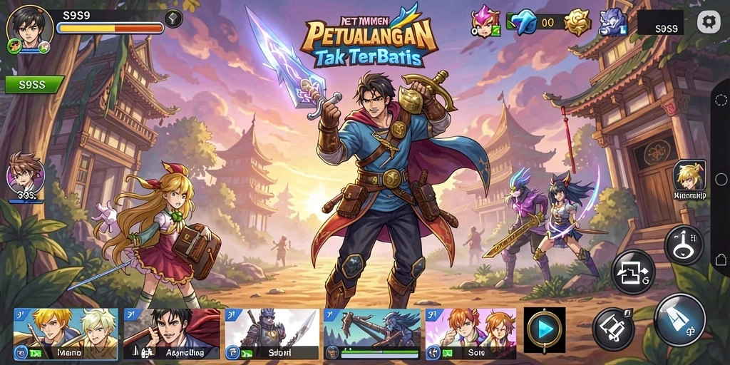 Tangkapan layar menunjukkan karakter utama S9S9 dalam petualangan seru.