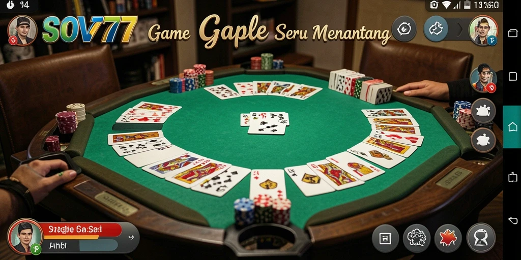 Screenshot SOV777 menampilkan gameplay Gaple yang menarik dan kompetitif.