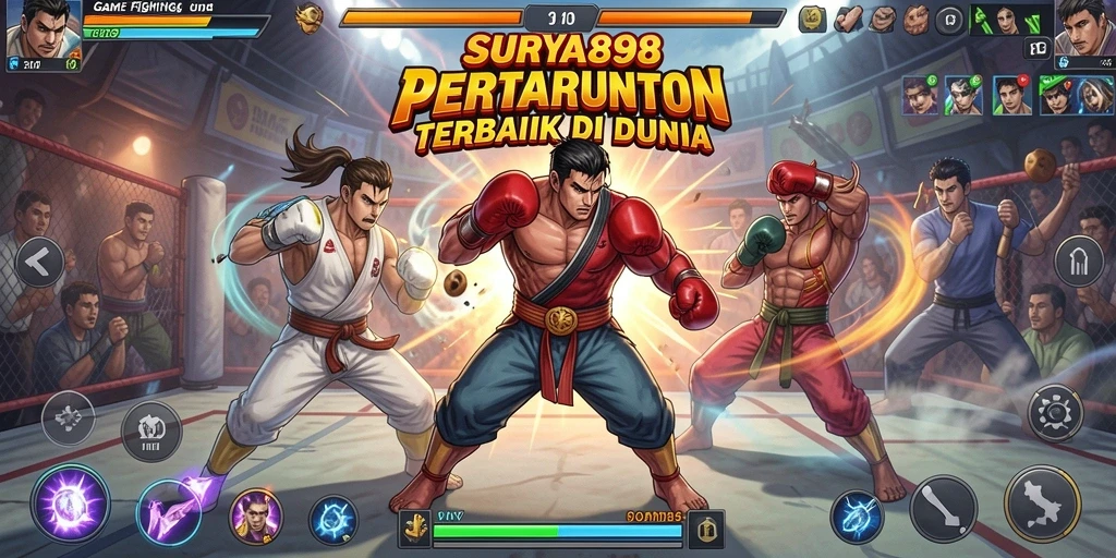 Tampilkan momen aksi dari pertarungan intense dalam SURYA898.