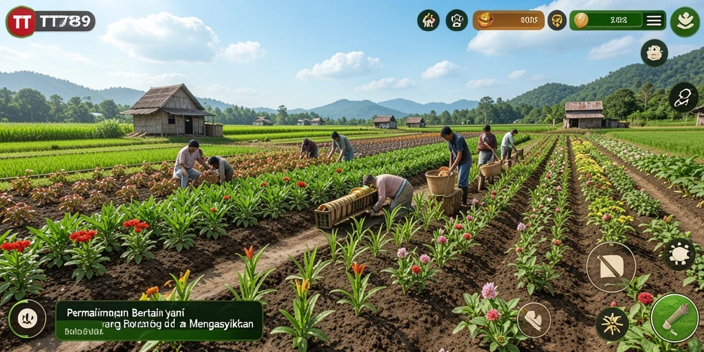 Screenshot utama TT789 yang menampilkan gameplay bertani yang seru.