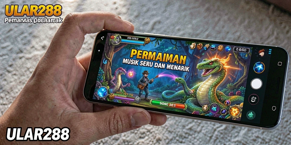 Screenshot dari gameplay ULAR288 yang menggambarkan keseruan bermain musik.