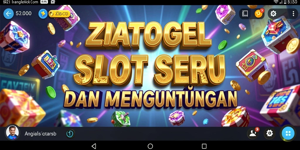 Tampilan gameplay ZIATOGEL dengan gulungan dan simbol menarik.
